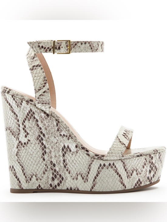 Shoes - NEW Schutz Snake Print Leather Platform Wedge Sandals Women’s US 8.5 / EUR 39